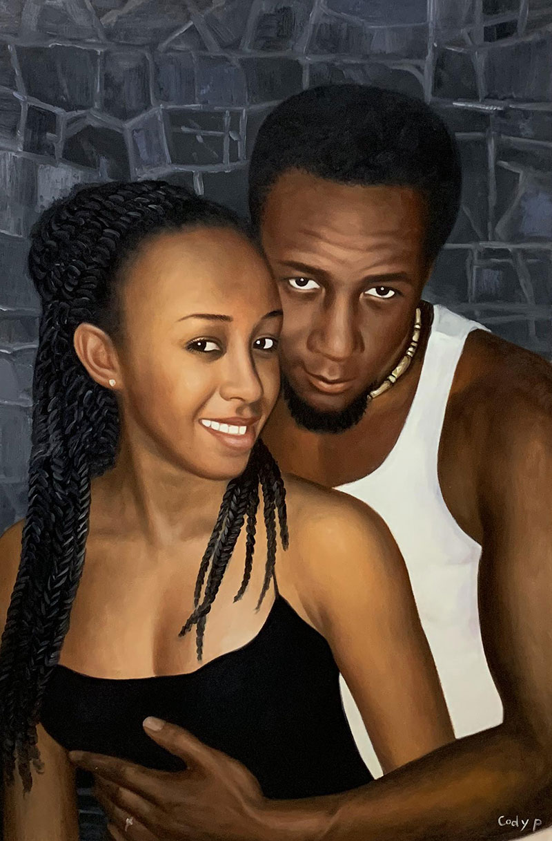 Beautiful handmade oil painting of a couple