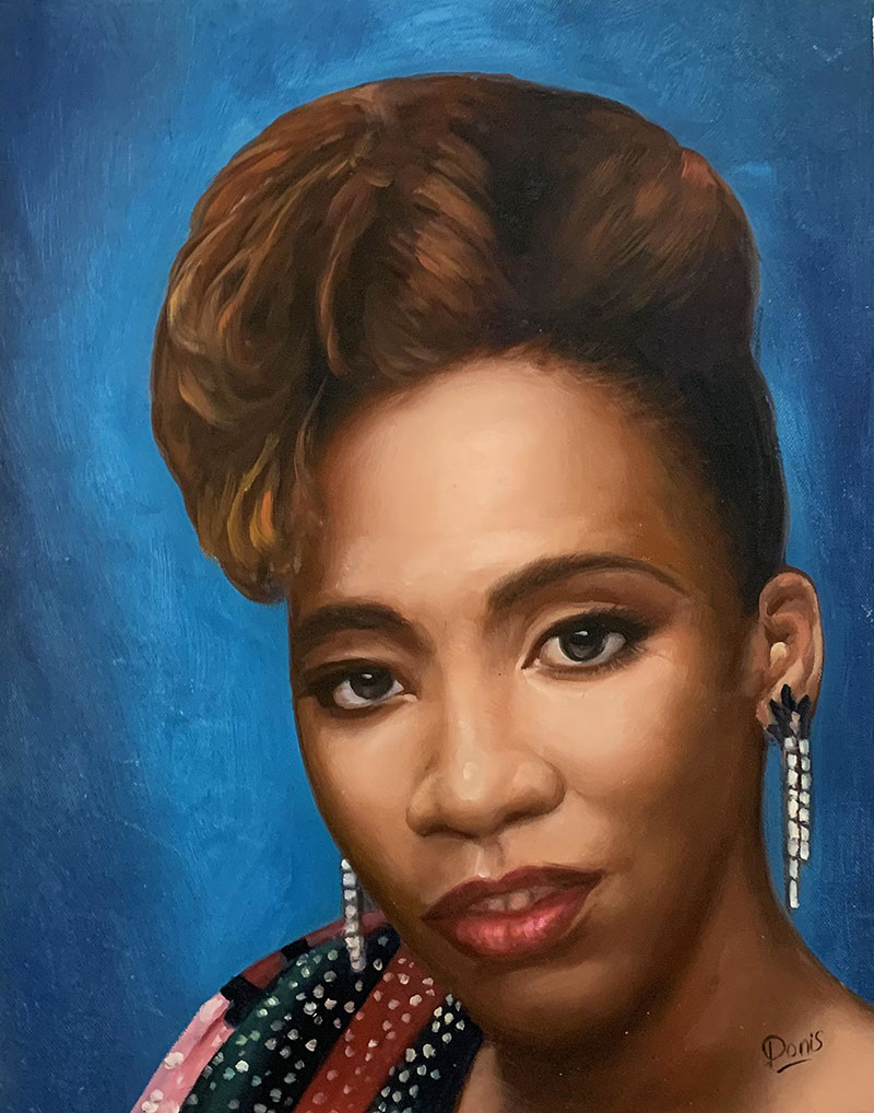 Personalized close up oil portrait of a woman