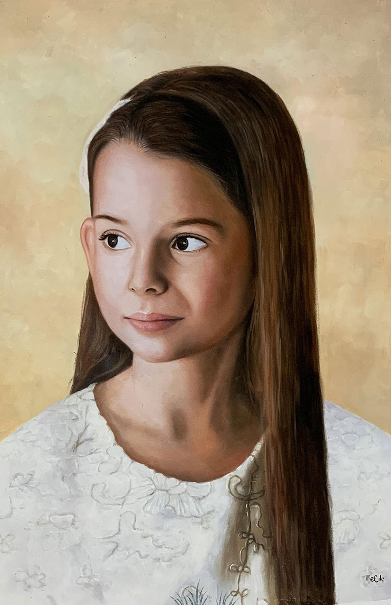 Gorgeous handmade oil portrait of a girl