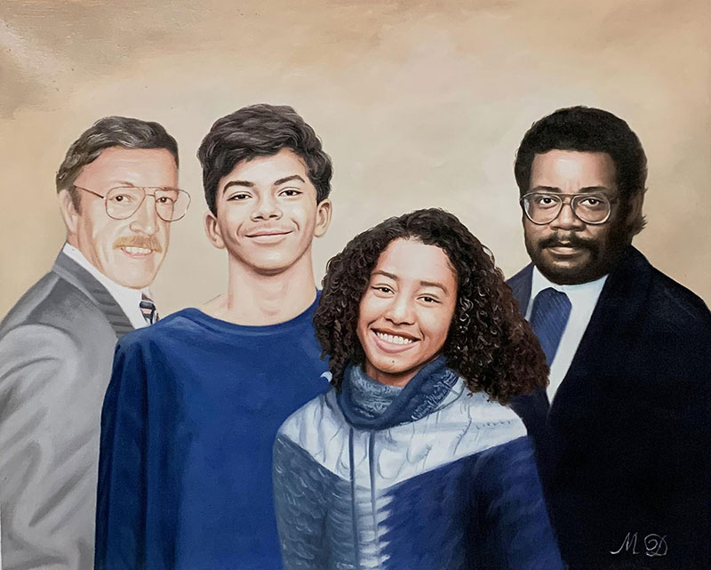 Personalized oil painting of a family