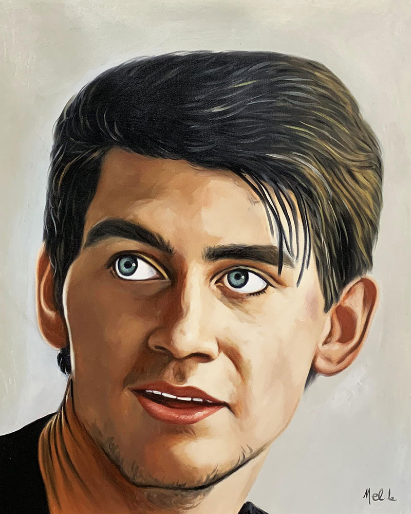 Custom oil portrait of a man with a solid background