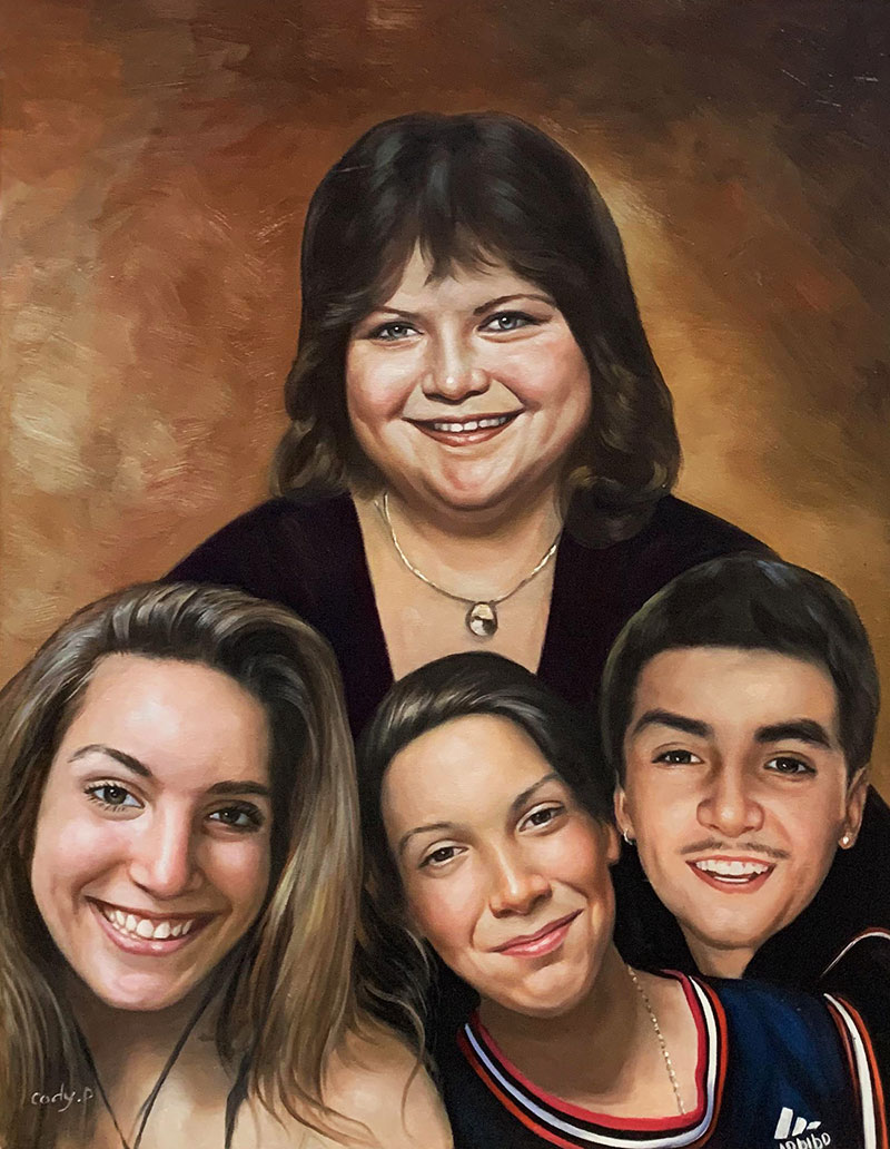 Gorgeous oil portrait of a happy family