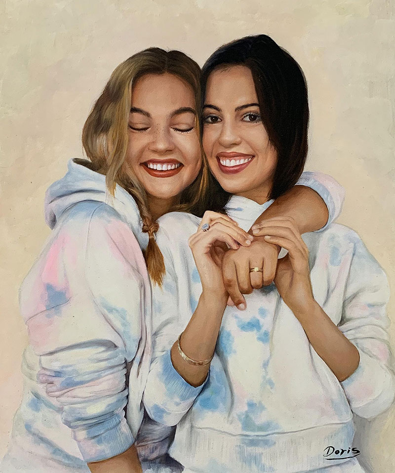 Gorgeous handmade oil artwork of two adults