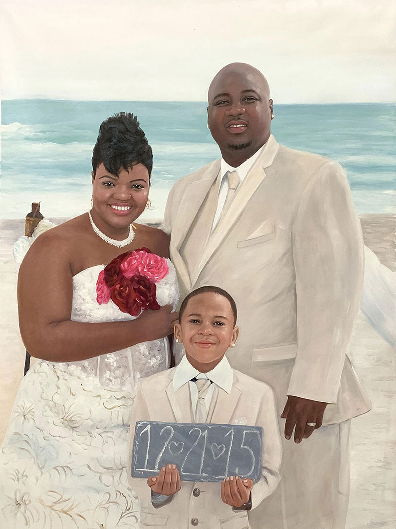 Gorgeous oil painting of a happy family