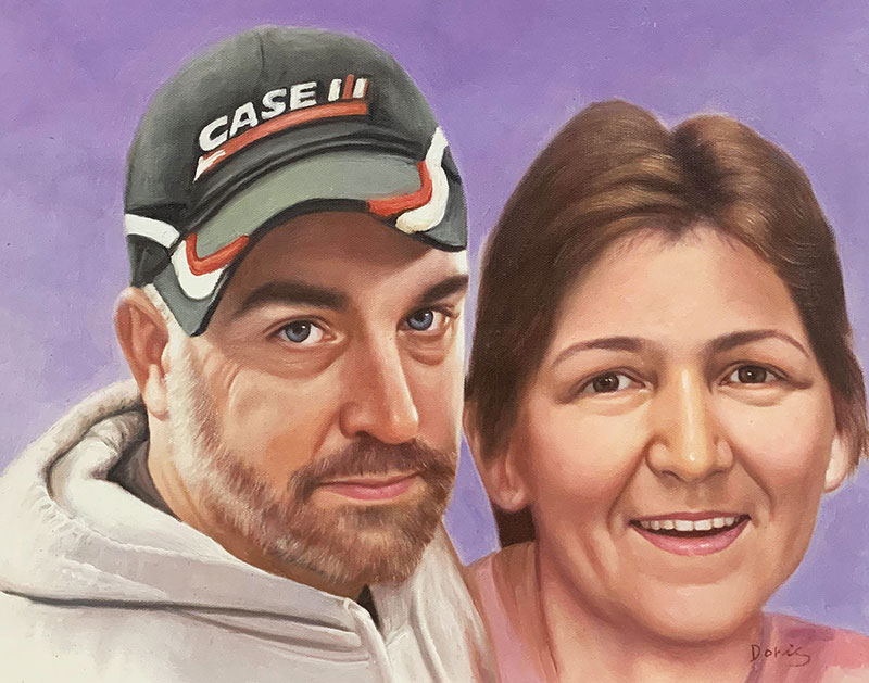 Beautiful oil painting of the two adults