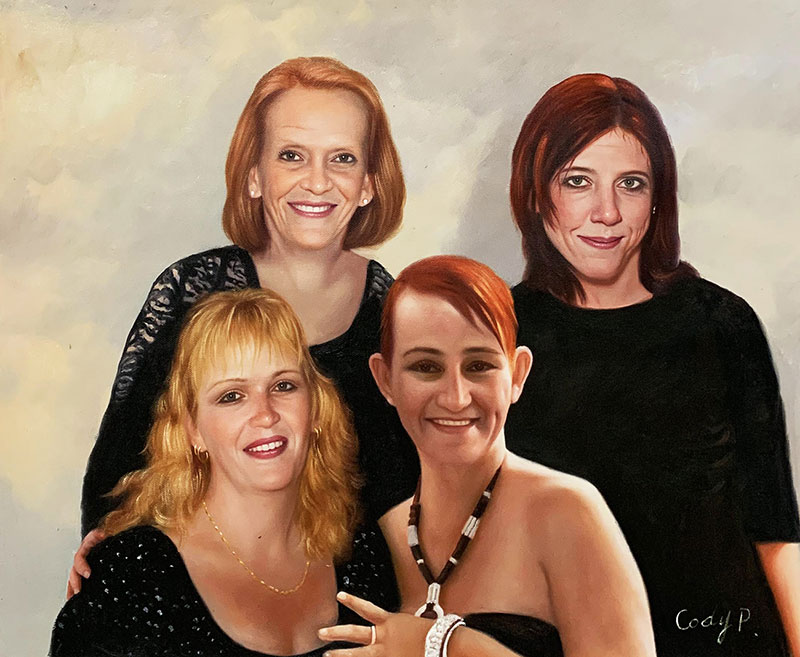 Gorgeous oil artwork of four women