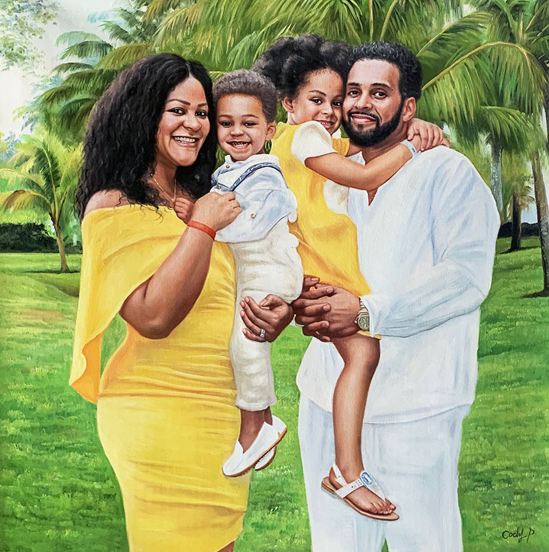 Gorgeous oil artwork of a happy family