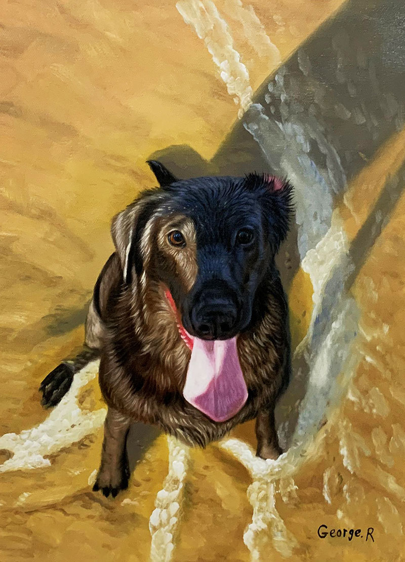Gorgeous acrylic painting of a dog