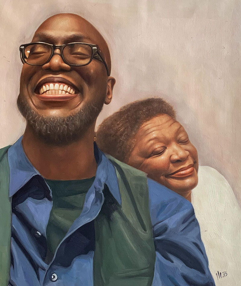 Beautiful handmade oil painting of two adults