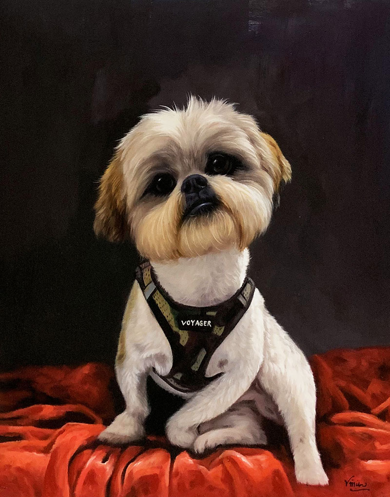 Custom oil artwork of a cute dog