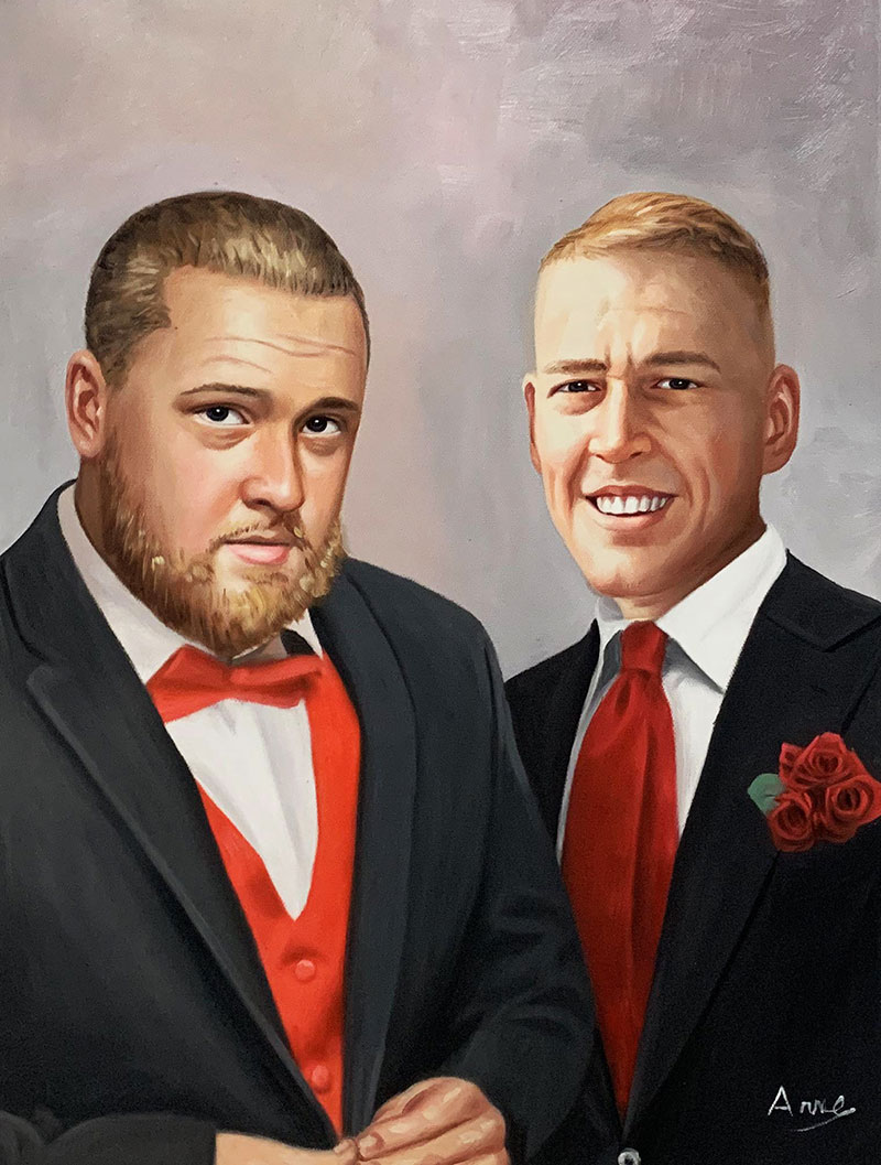 Personalized oil painting of the two adults