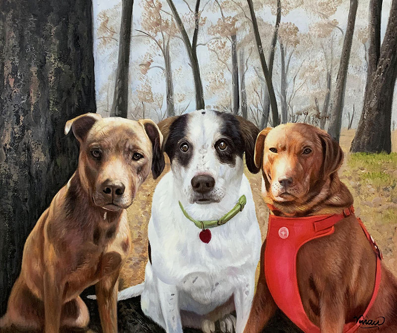 Custom handmade oil painting of pets