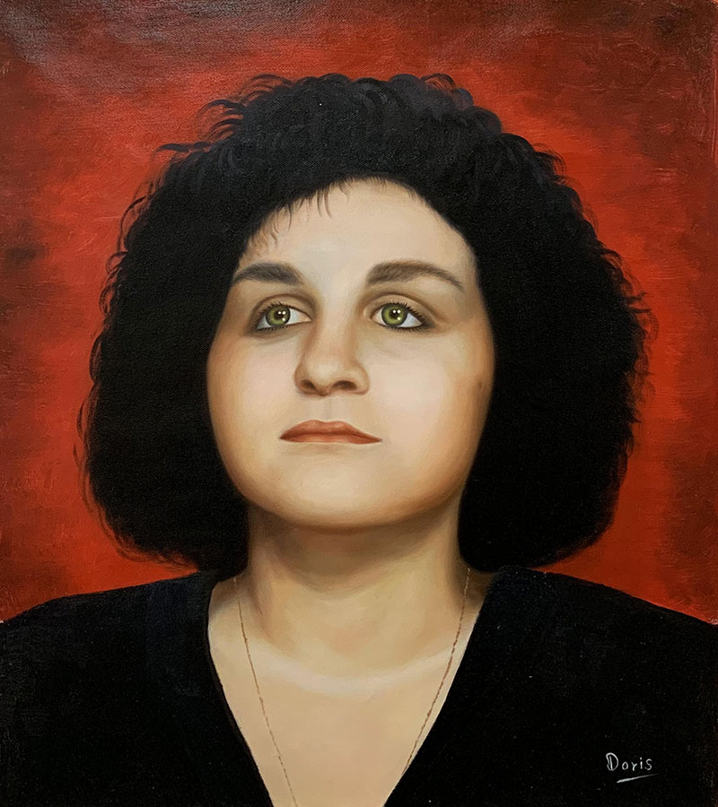 Beautiful vintage oil portrait of a woman