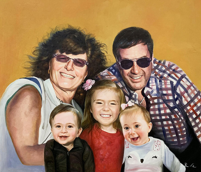 Personalized acrylic painting of a family