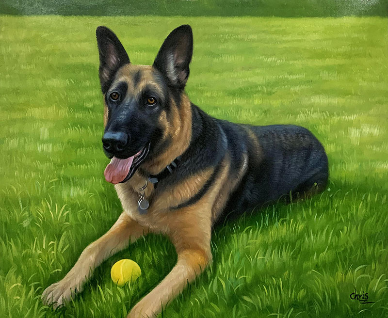 Custom oil painting of a dog 