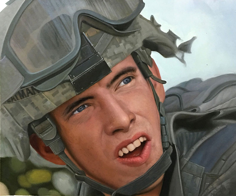 an oil portrait of a militeary soldier