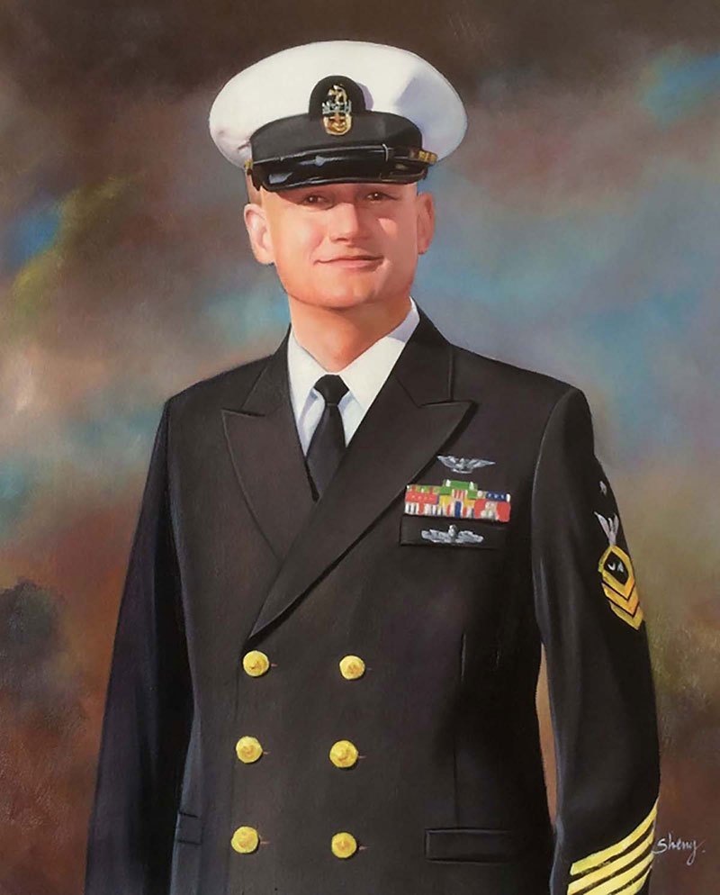 a custom oil portrait of a marine