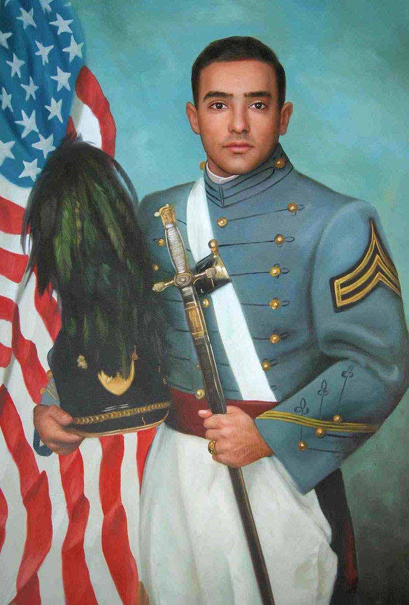 a custom oil portrait of a soldier 