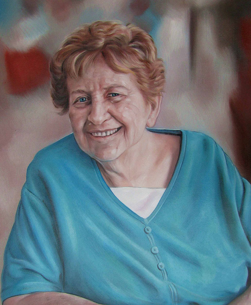 an oil painting of an elderly woman