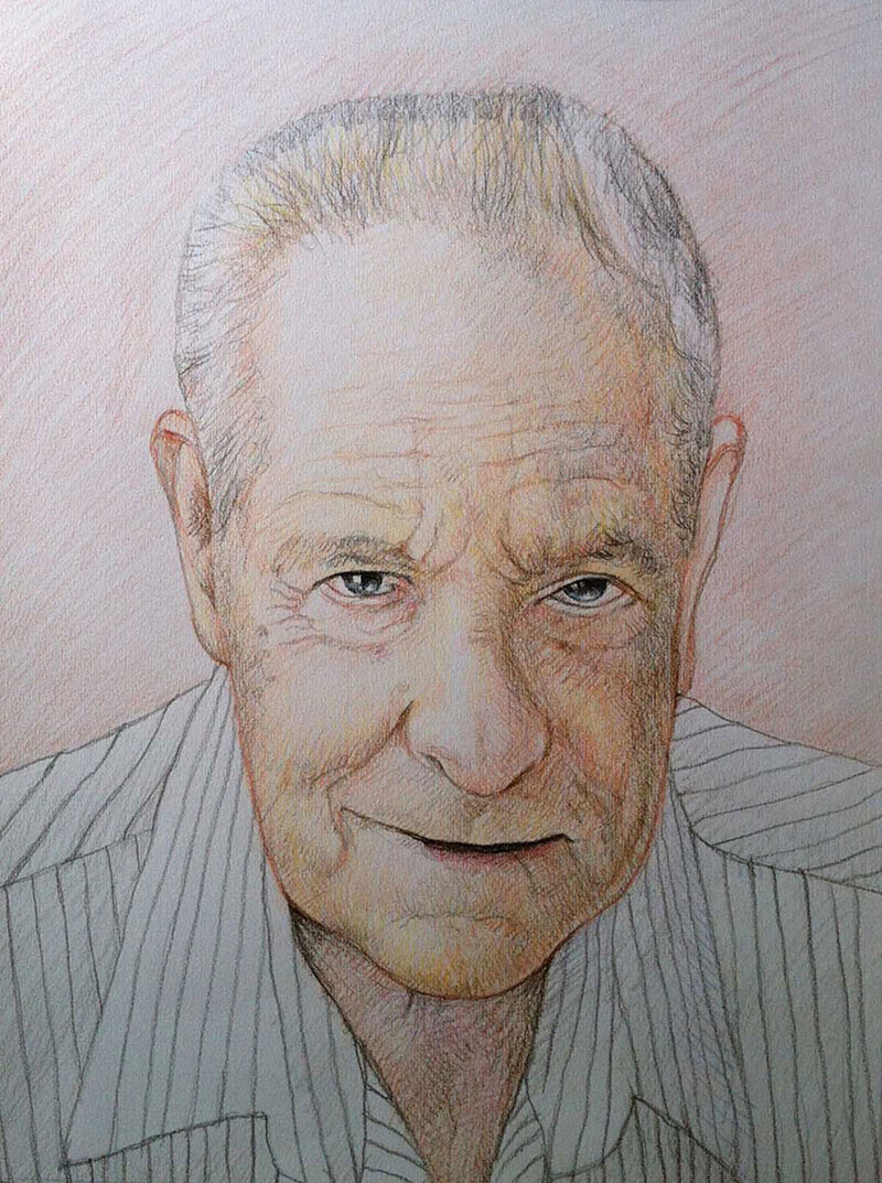 custom colored pencil of elder man