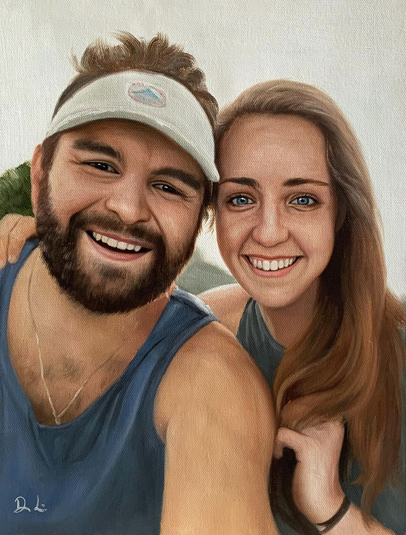 Custom handmade acrylic painting of a couple