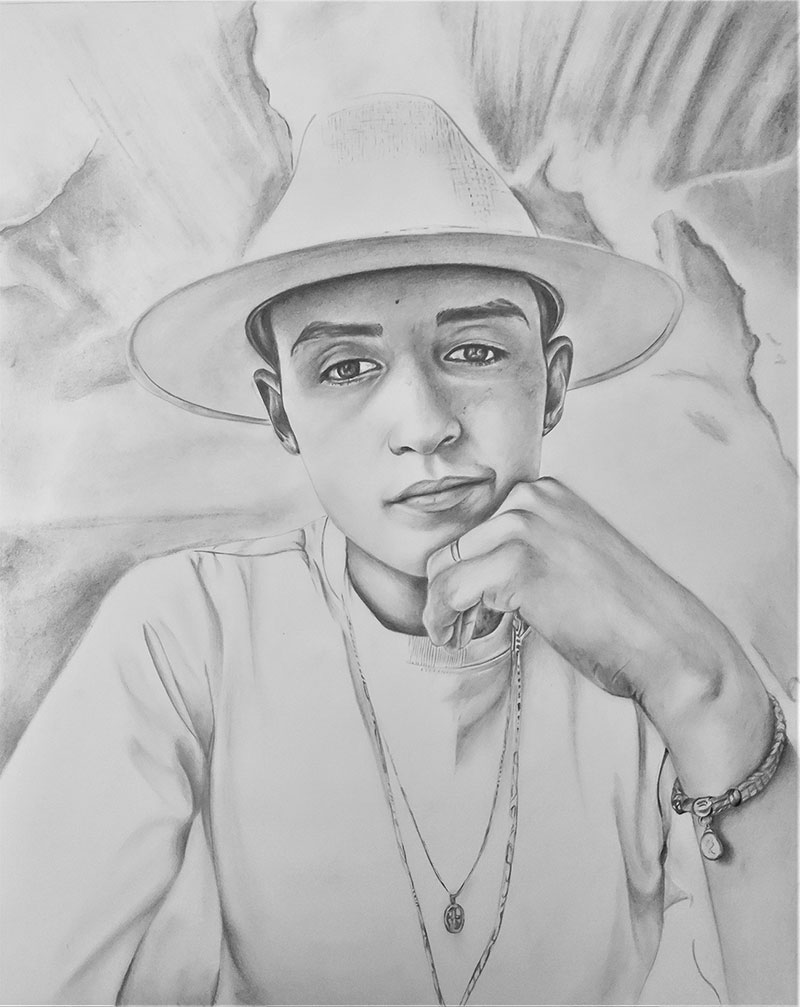 Beautiful charcoal drawing of an adult