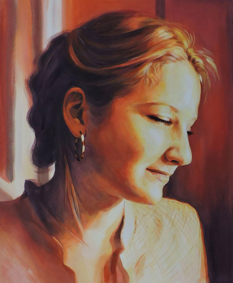 pastel portrait of a woman