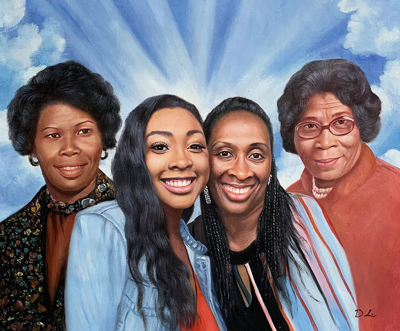 Custom acrylic family portrait of four people
