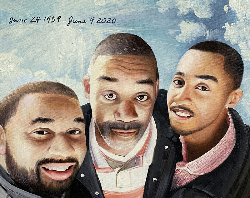Custom acrylic family portrait of three men