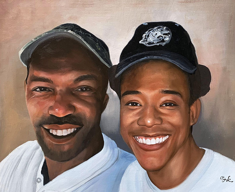 Beautiful handmade acrylic painting of two gentleman