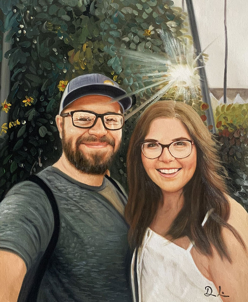 Beautiful acrylic painting of a couple