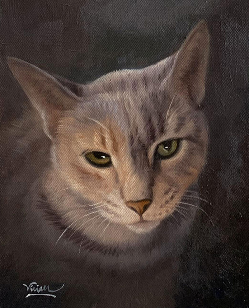 Custom handmade acrylic painting of a cat