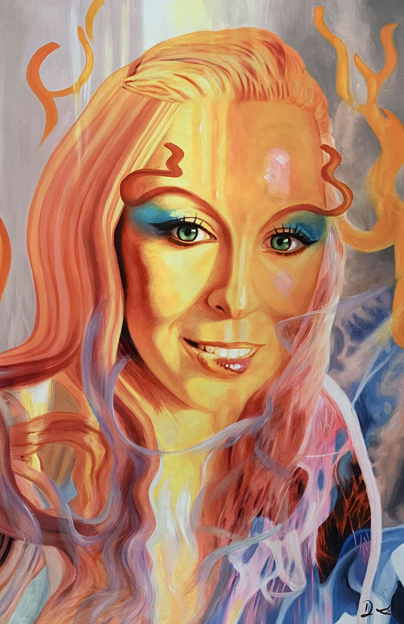 Creative acrylic painting of a lady