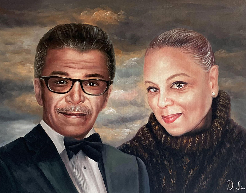 Handmade painting of a couple in acrylic