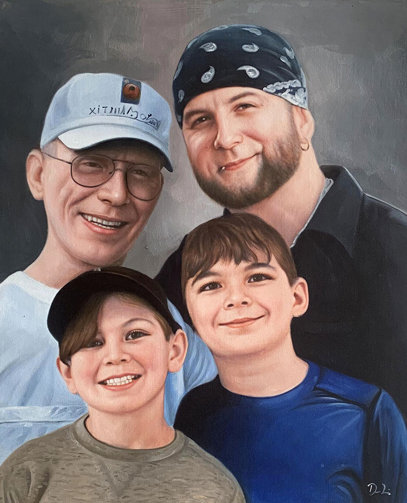 Custom acrylic family portrait of four people