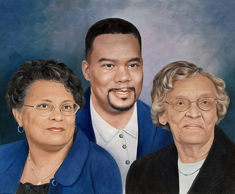 Beautiful acrylic portrait of a happy family