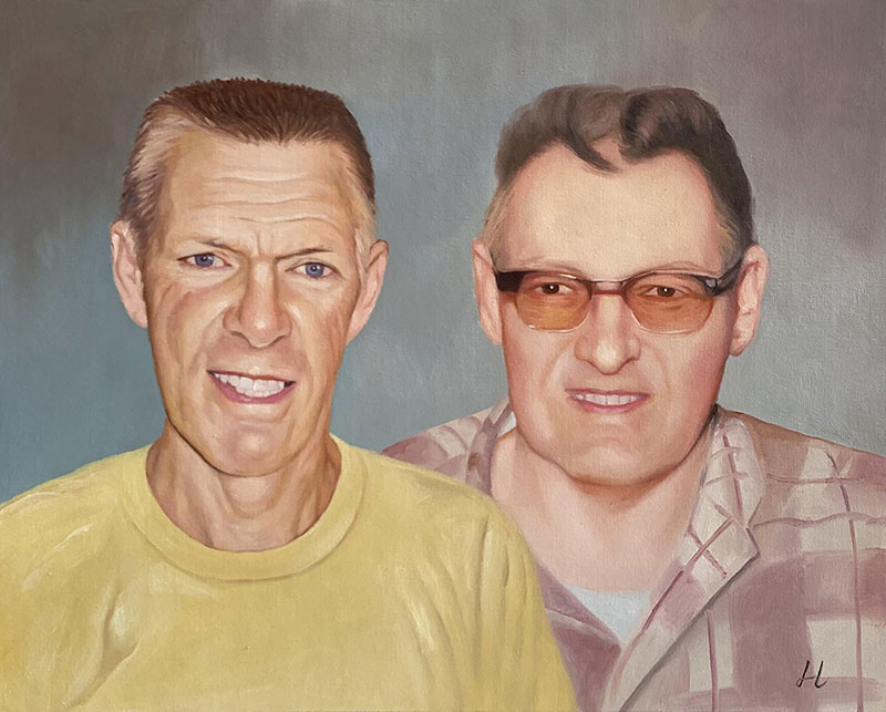 Handmade oil painting of two adults