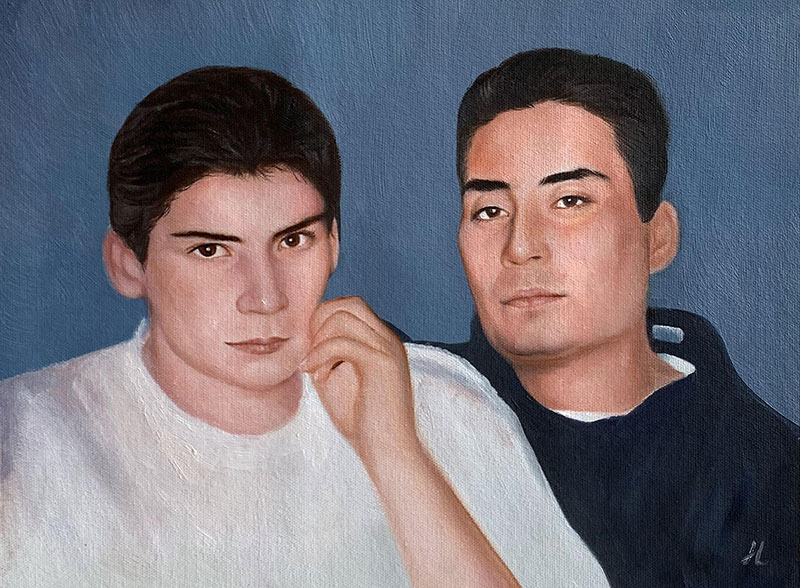 Personalized oil portrait of two adults