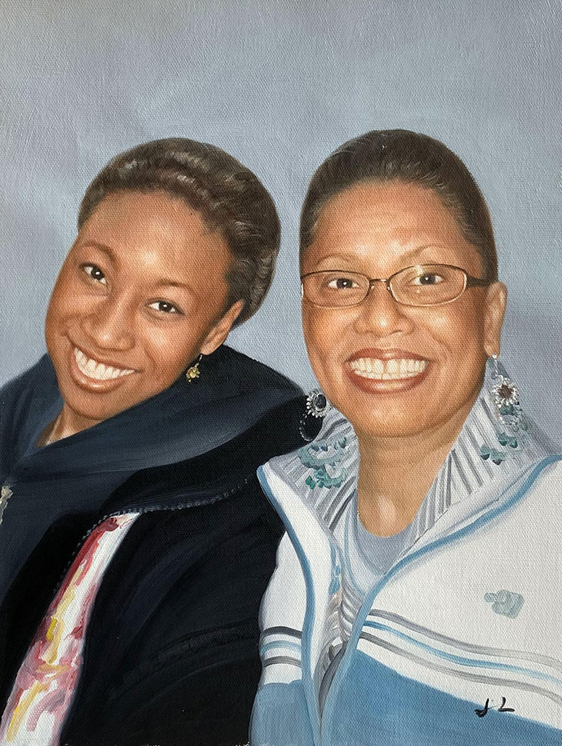 Custom oil painting of two ladies