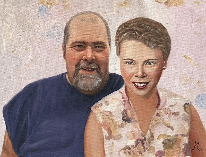 Custom oil painting of two adults