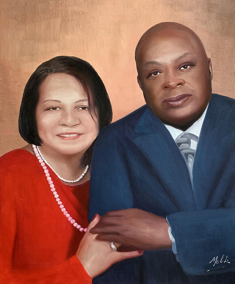 Beautiful acrylic painting of two adults