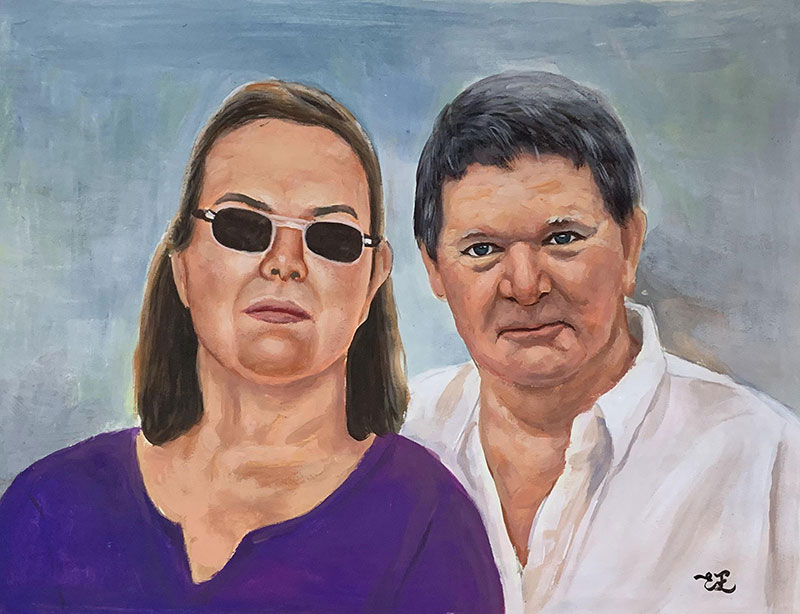 Beautiful watercolor painting of two adults