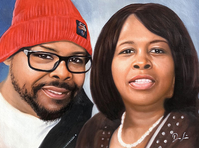 Beautiful acrylic painting of two adults