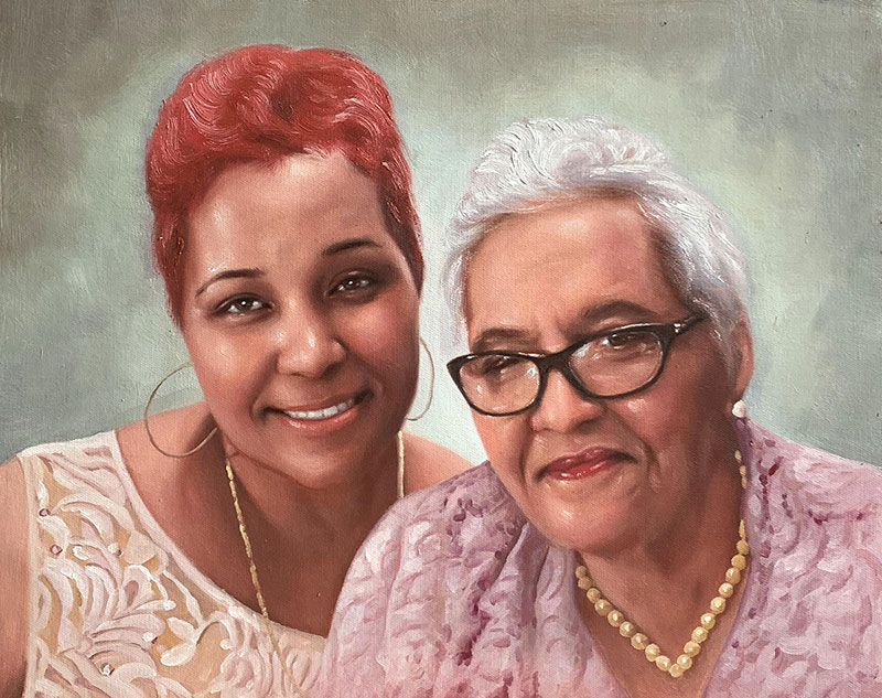 Beautiful acrylic painting of two adults 