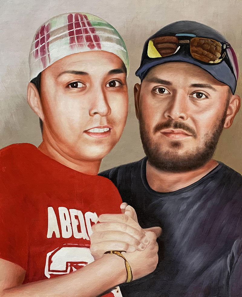 Custom acrylic painting of two adults
