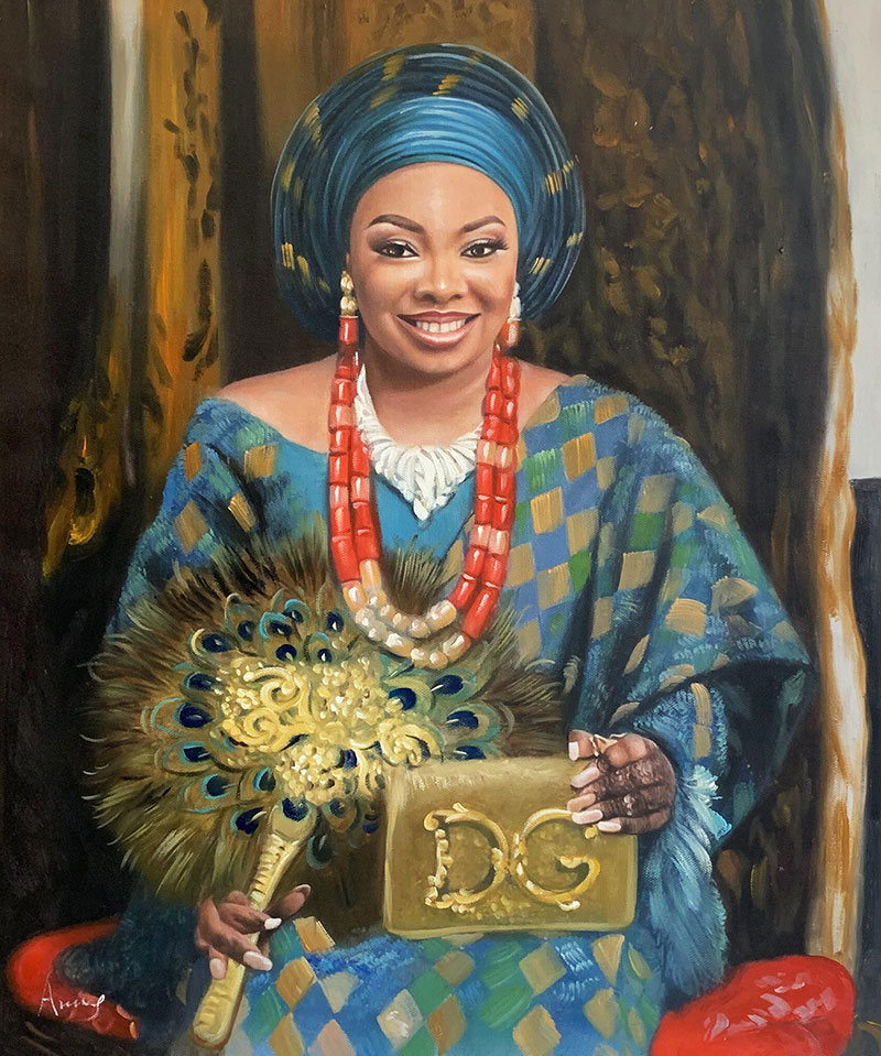 Beautiful handmade oil painting of a lady