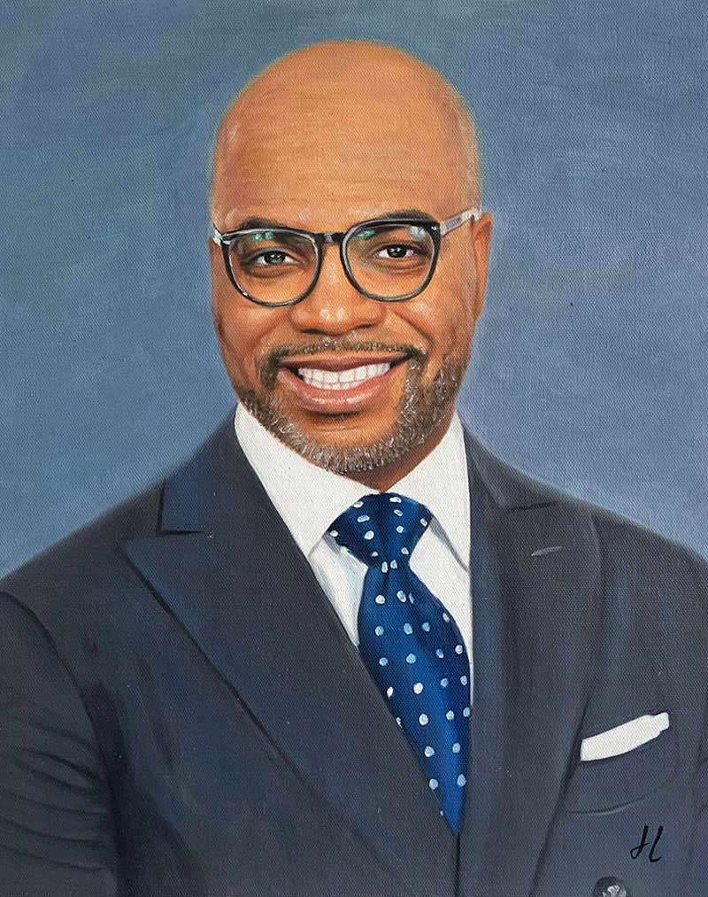 Custom oil portrait of a gentleman with glasses