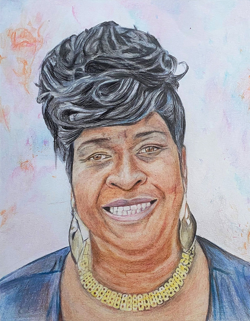 Beautiful color pencil portrait of a lady