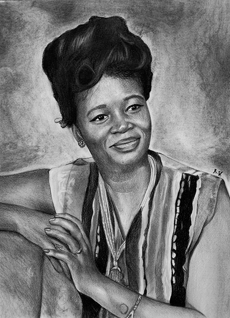 Beautiful charcoal portrait of a lady