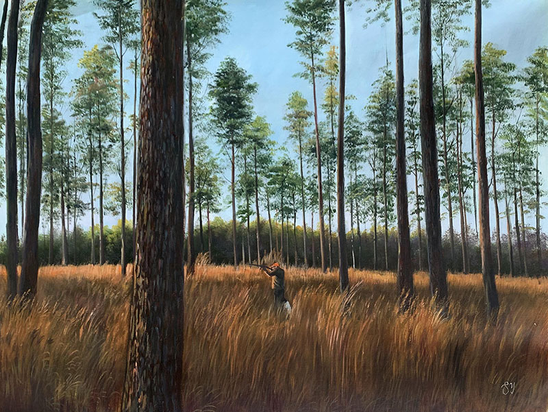 Custom oil painting of a man hunting 